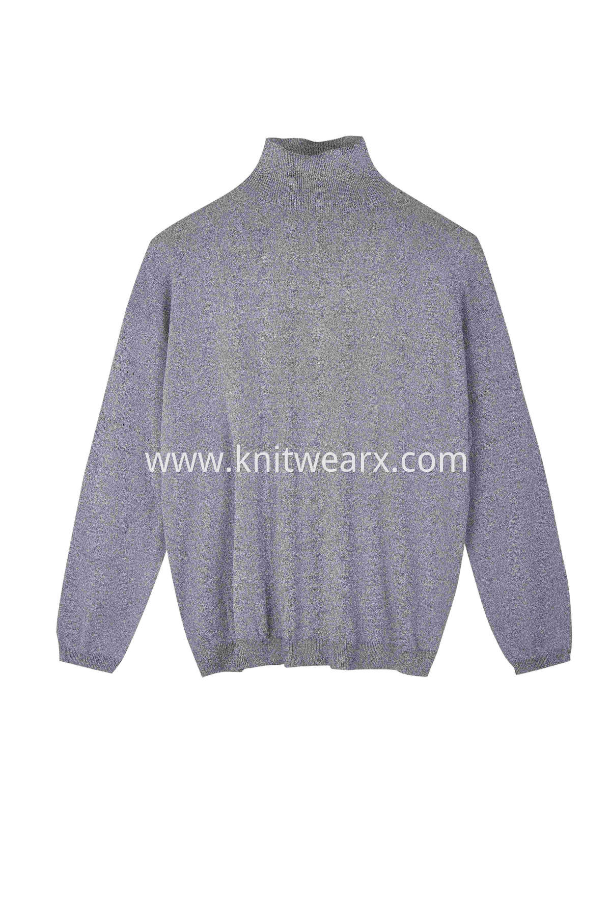Women's Lurex Mock Neck Knitted Pullover Sweater